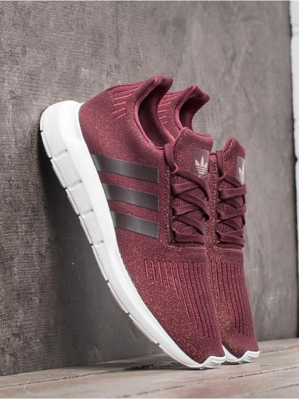 adidas Women’s Maroon Knit Sneakers with White Sole